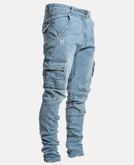 Casual Denim Solid Slant Pocket Pencil Jeans
